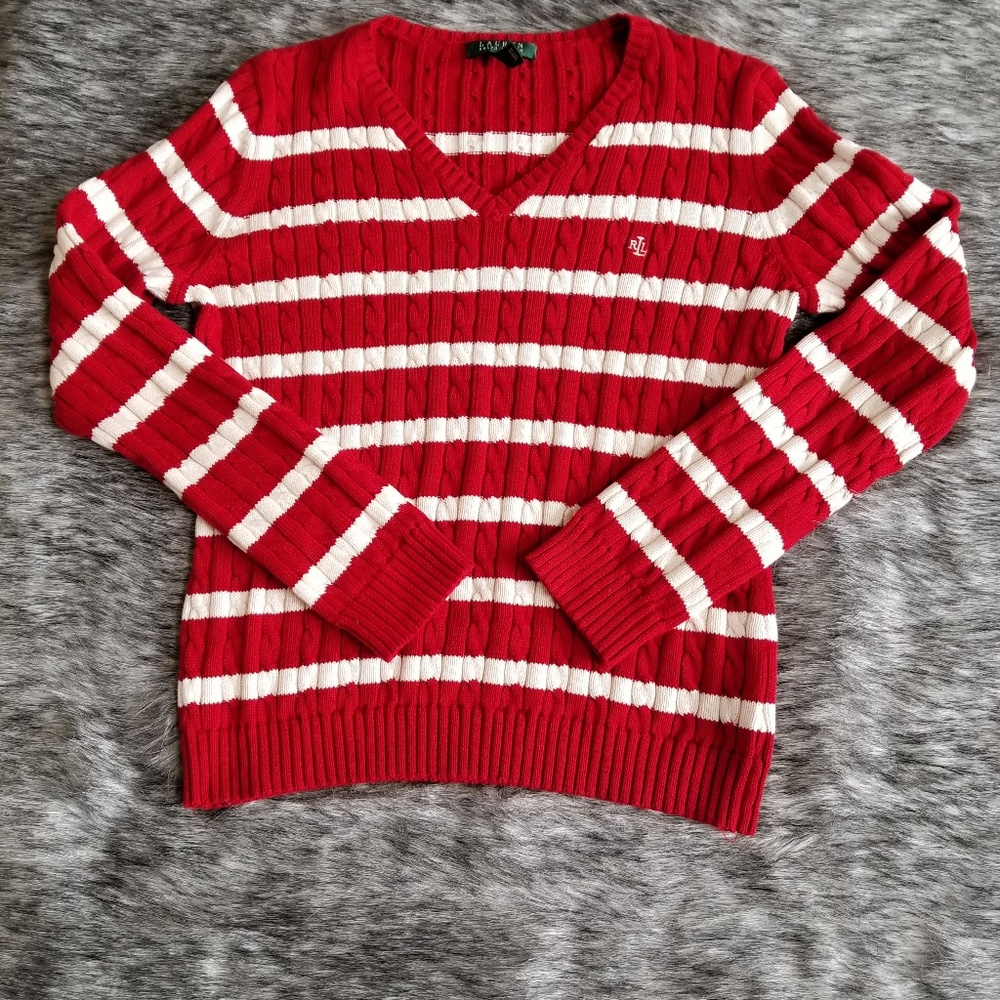 Ralph Lauren Red /White striped sweater